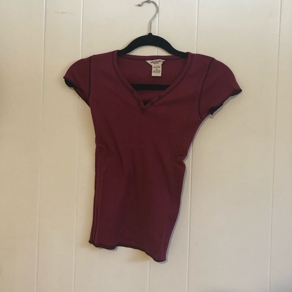 Maroon Abercrombie button tee! - Picture 1 of 2